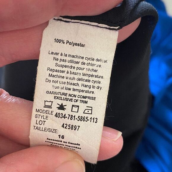 Vintage Laura Petites 80's-90's Pleated Skirt, Blue and Black, Size 16 - Picture 7 of 7